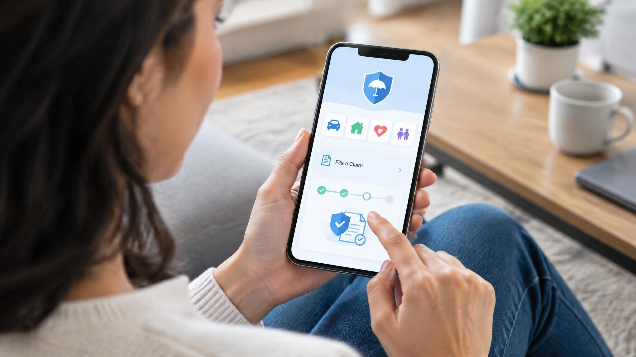 person using insurance app